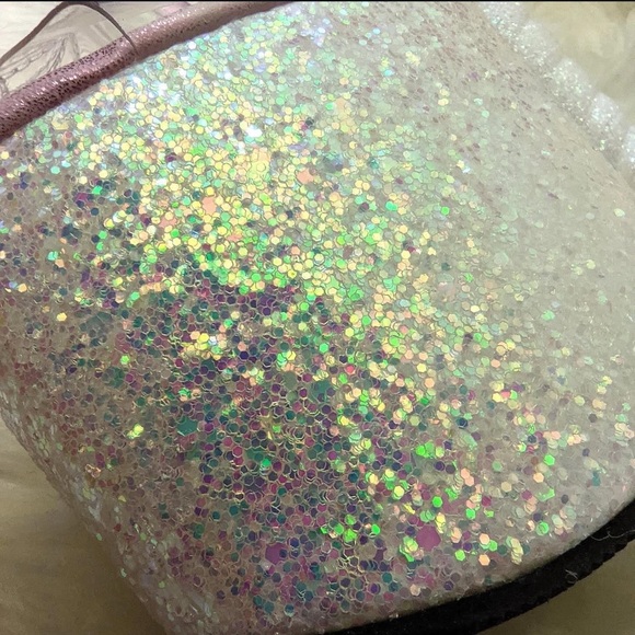 Pleaser Unicorn Pink and White Glitter Platform Heels - Picture 4 of 9